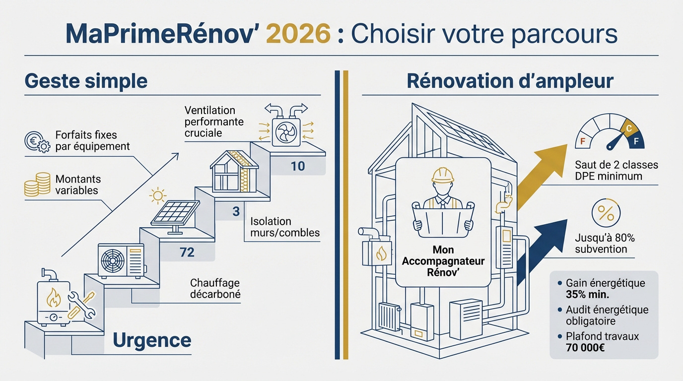 Infographie parcours MaPrimeR&eacute;nov 2026