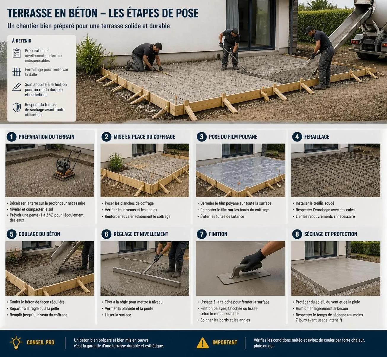 découvrez notre guide complet 2026 pour votre terrasse en béton : conseils travaux, estimation des prix et options de finitions pour un extérieur durable et esthétique.