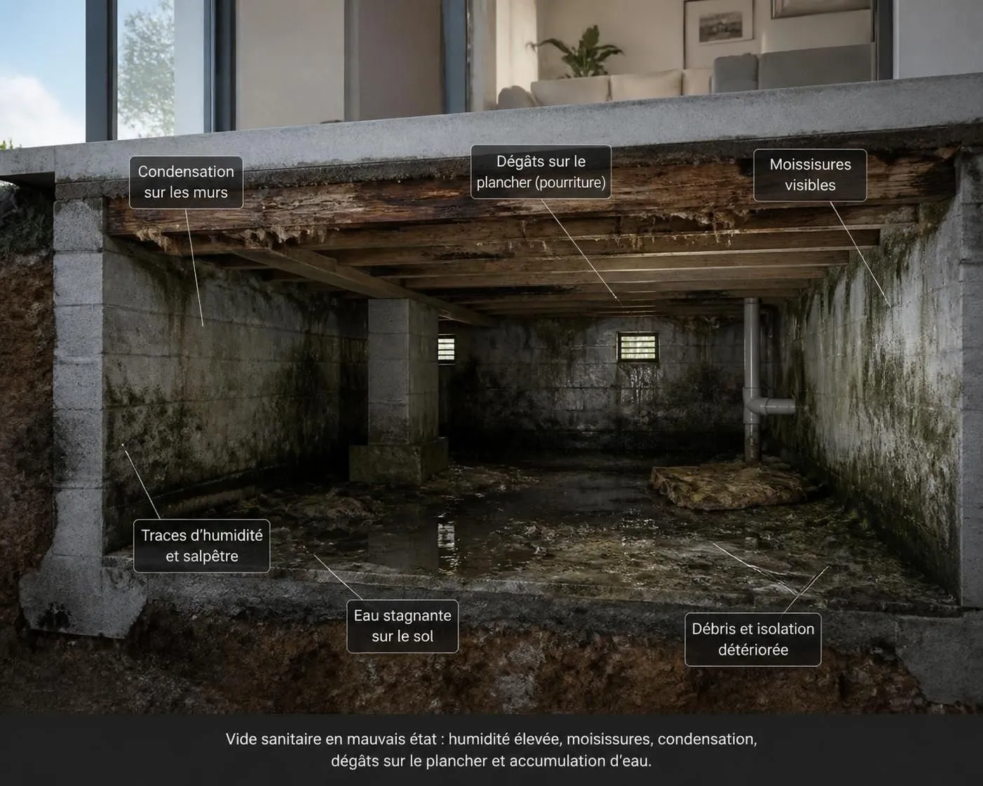 découvrez comment traiter l'humidité dans le vide sanitaire et protéger efficacement votre maison contre les infiltrations et les dégâts liés à l'humidité.
